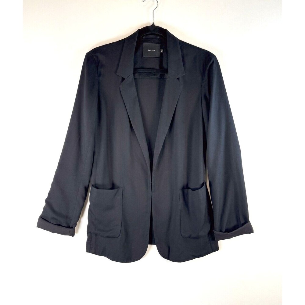 Aritzia Talula Women Blazer Black Lightweight Open Long Sleeve Notched Size 0 XS